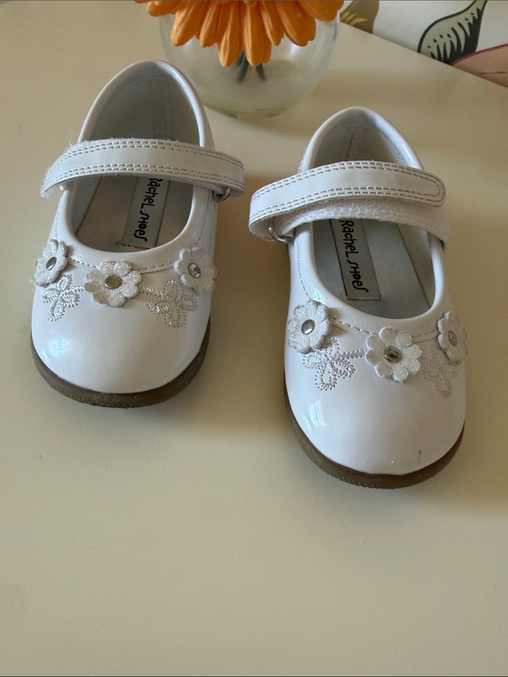 Rachel Shoes White Floral Mary Janes for Girls
